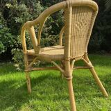 Vintage rattan and wicker armchair