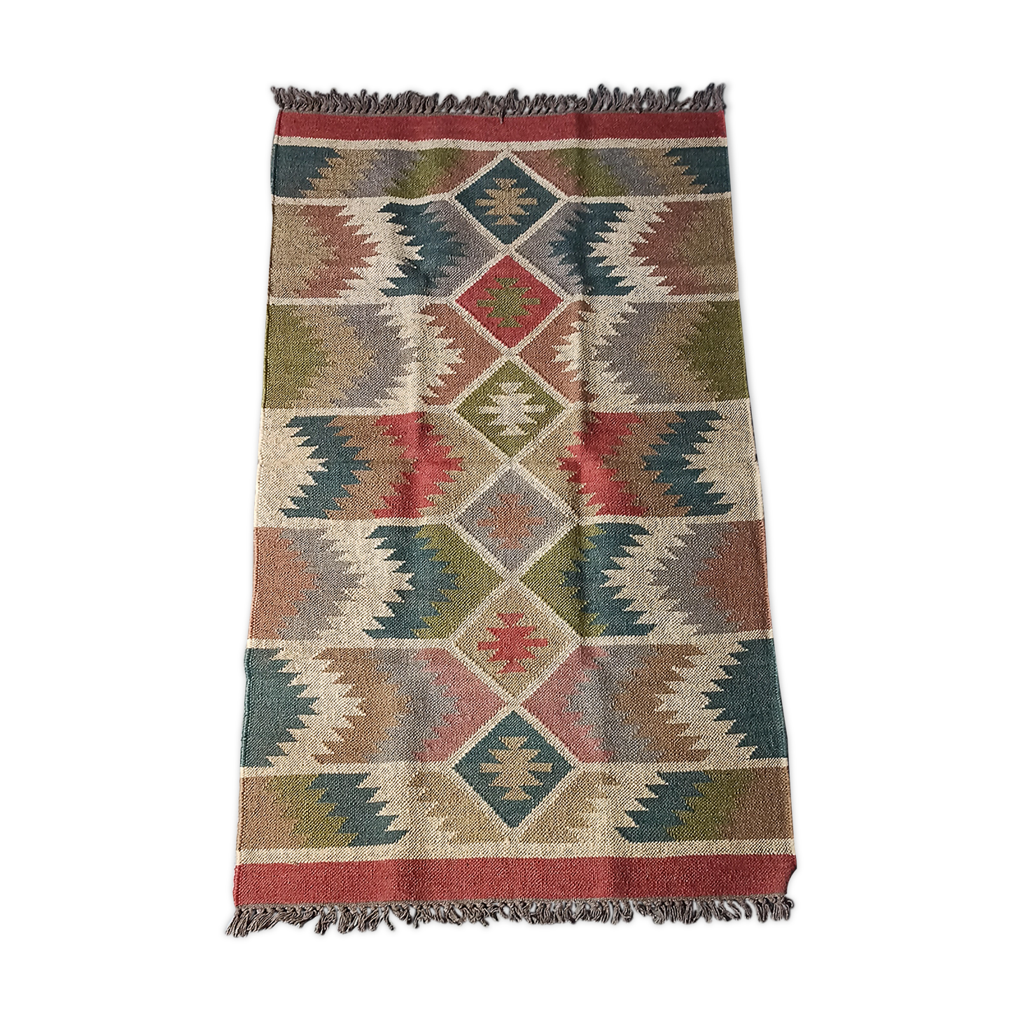 Kilim carpet in burlap and cotton - 90cm x 150cm