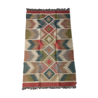 Kilim carpet in burlap and cotton - 90cm x 150cm