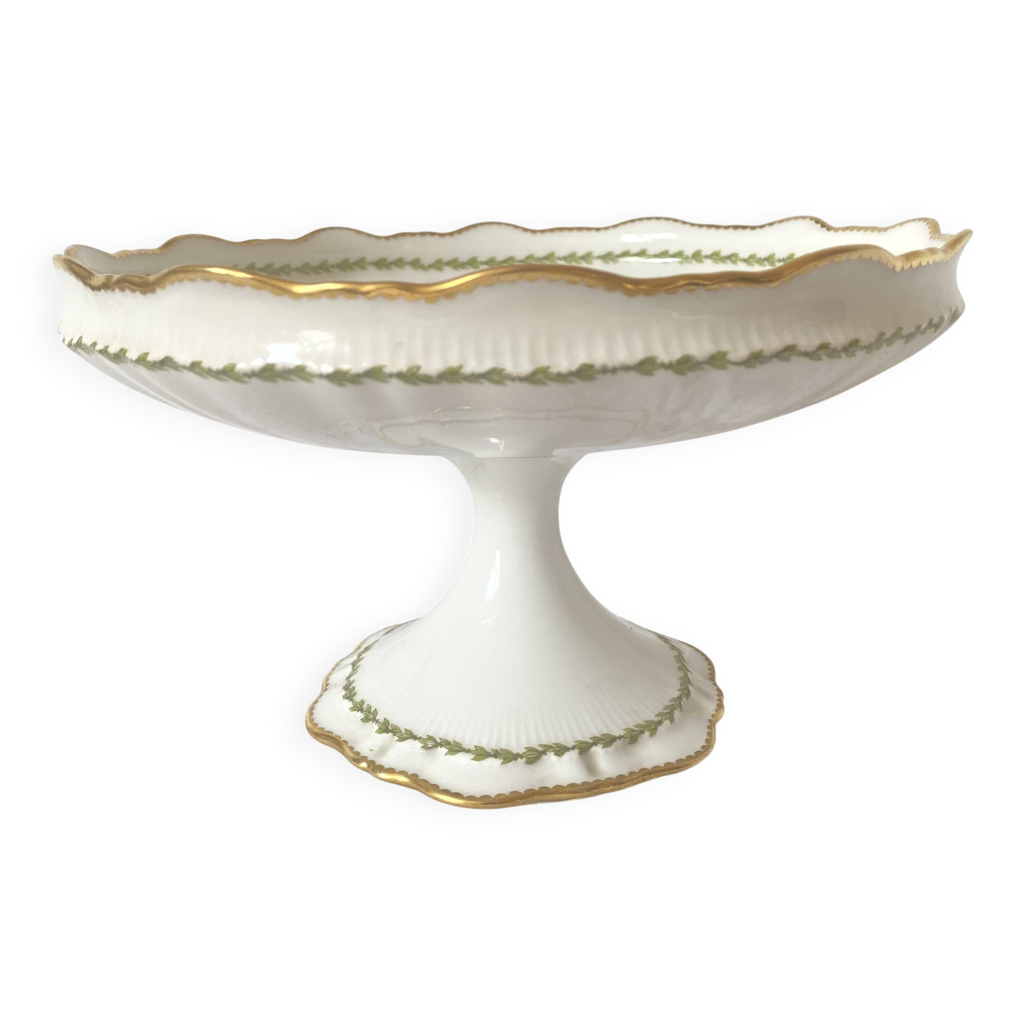 Antique fruit bowl, footed bowl in Limoges porcelain - Perrier Paris