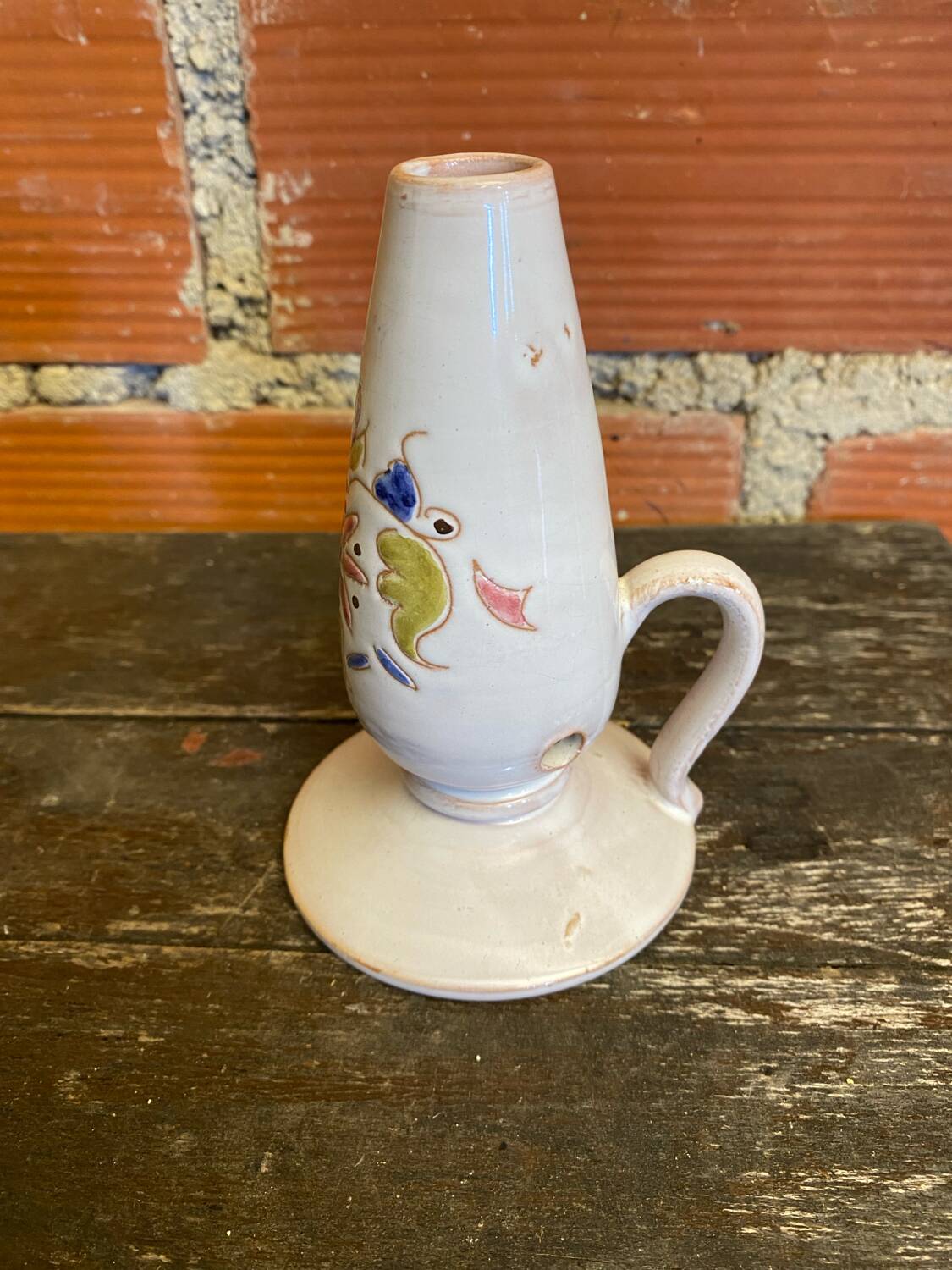 Old Lamp Base White Ceramic Soliflore Vintage Flower Decor