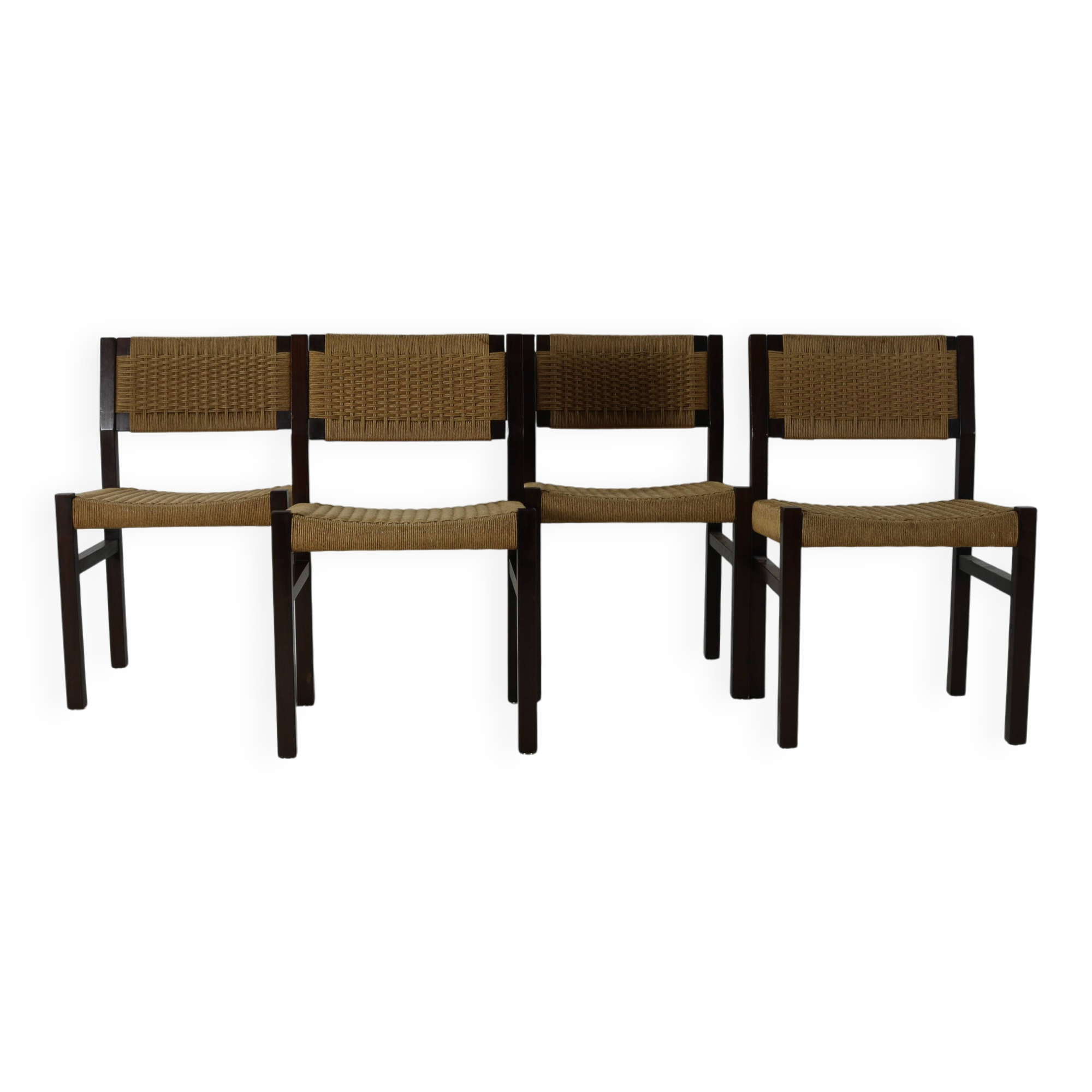 Set of four wenge wood dining chairs by Arnold Merckx for Fristho Holland