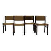 Ensemble de quatre chaises de salle à manger en bois wengé par Arnold Merckx pour Fristho Holland