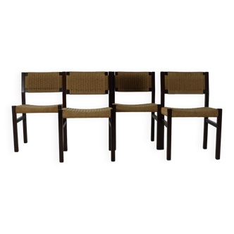Ensemble de quatre chaises de salle à manger en bois wengé par Arnold Merckx pour Fristho Holland