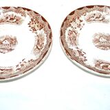 Set of 2 plates of bread in Opaque earthenware of Sarreguemines with faison - brown screen printing
