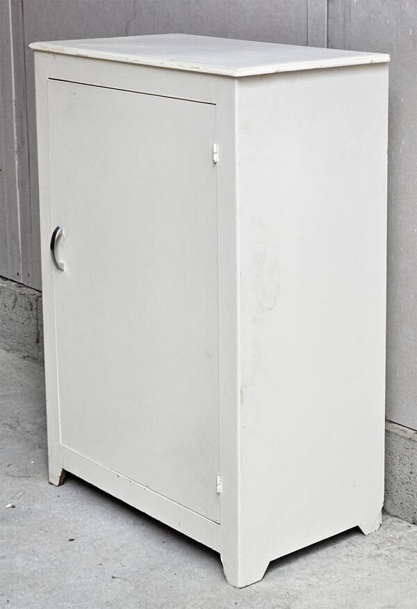 Buffet bas, meuble bar, placard, bois blanc, vintage, années 60