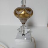 Hand-cut crystal and white marble lamp 57 cm