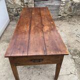 Solid wood farmhouse dining table with 2 drawers early 1900