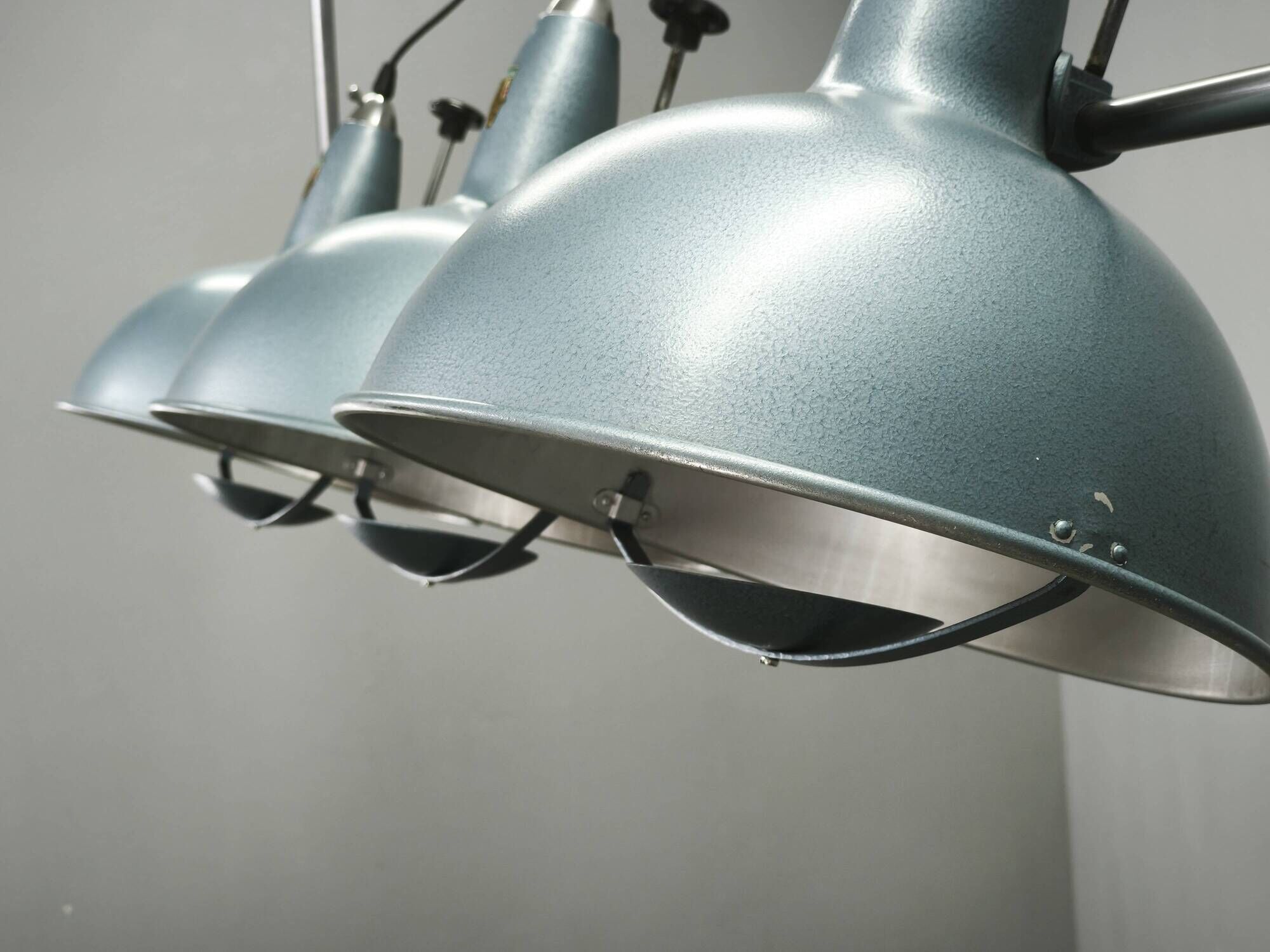 A.L.F. Firenze Italian Industrial Three-Light Chandelier, 1970s