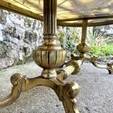 Louis XVI style oval coffee table in onyx and gilt brass