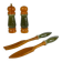 Green ceramic salt and pepper shaker set and salad servers, 1970