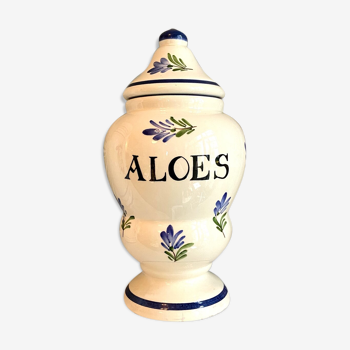 Aloes apothecary jar in hand-painted earthenware