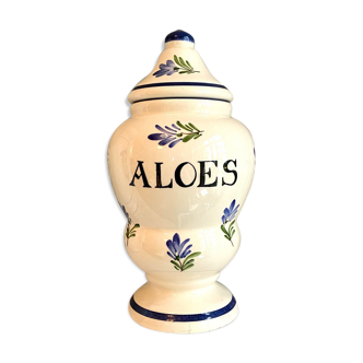 Aloes apothecary jar in hand-painted earthenware