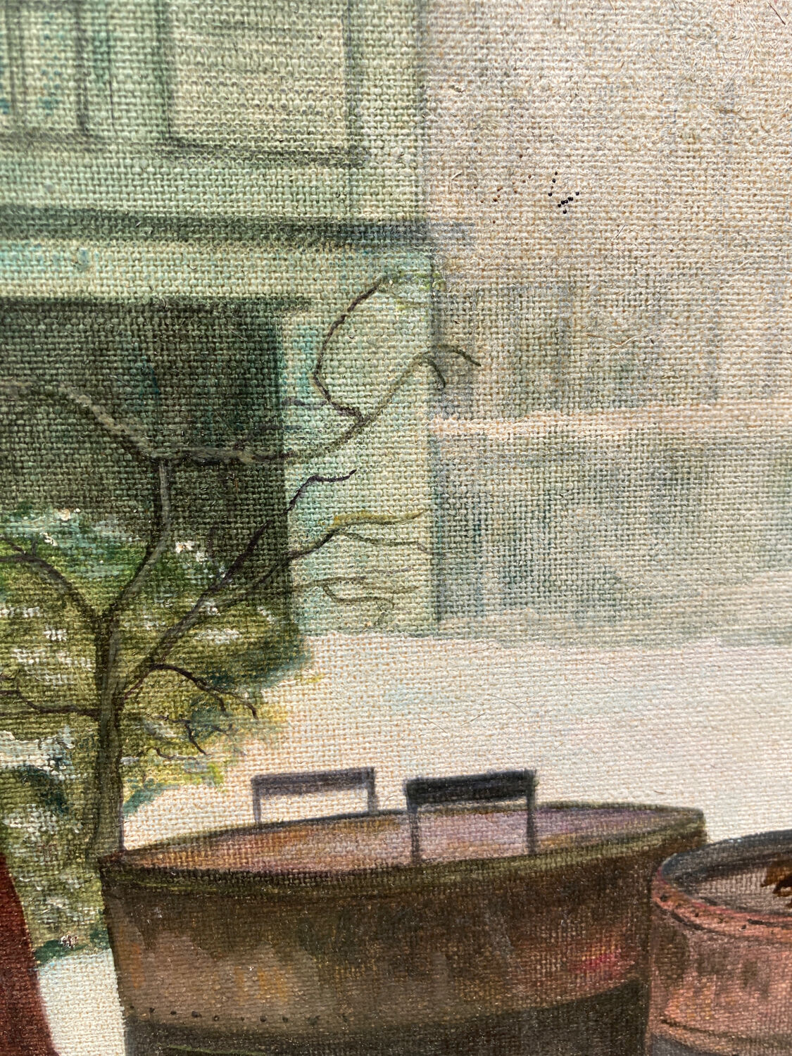 Anxian painting Painting seller of brown on vintage canvas