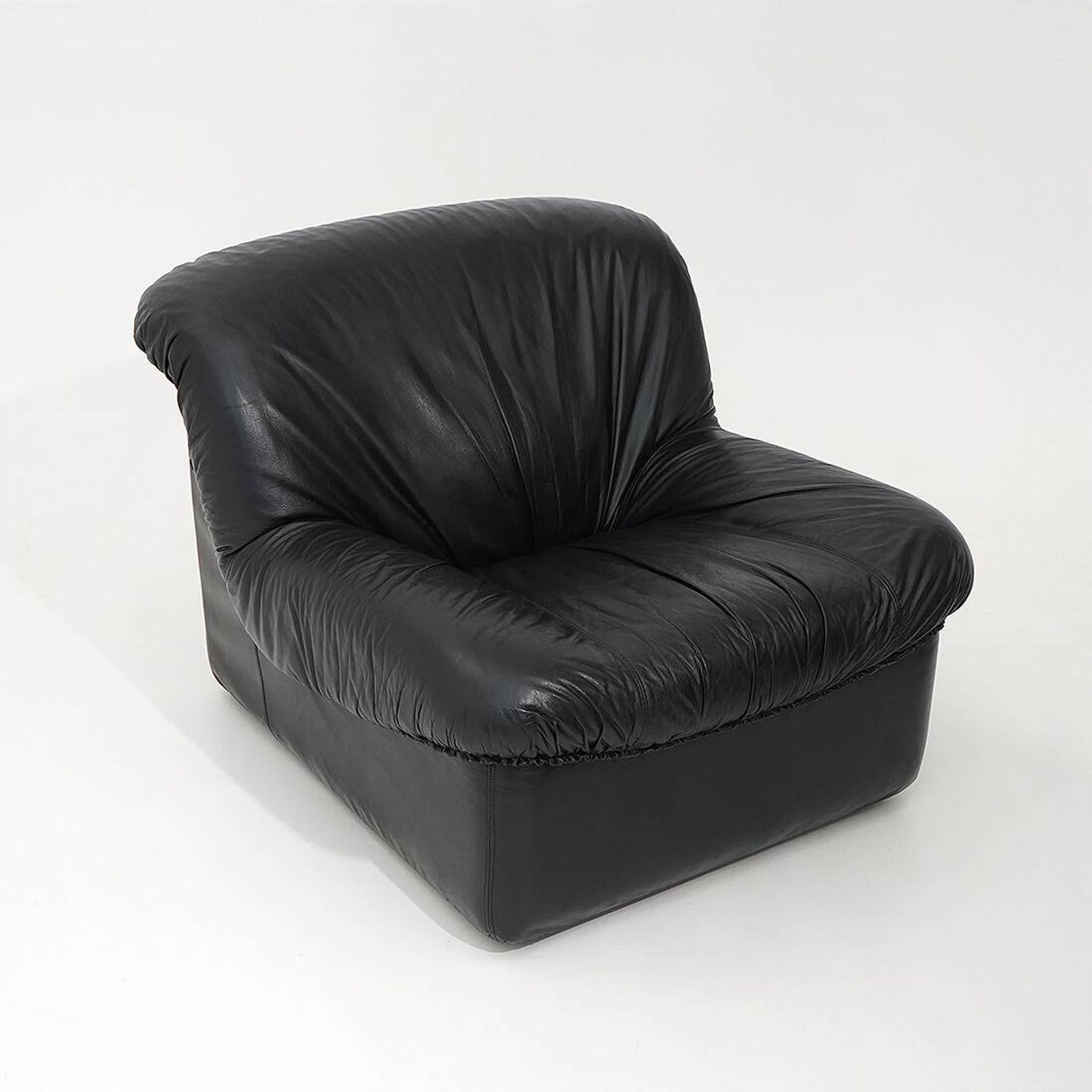 Modular black leather armchairs, 1970s
