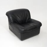 Modular black leather armchairs, 1970s