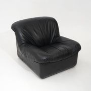 Modular black leather armchairs, 1970s