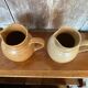 Pair antique cnp village beige & cream stoneware pitchers vintage