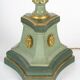 Carved, lacquered and gilded wooden lamp, 1950-1960, Louis XVI style.