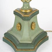 Carved, lacquered and gilded wooden lamp, 1950-1960, Louis XVI style.
