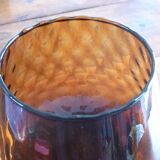 Vintage amber & clear glass footed vase