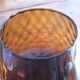 Vintage amber & clear glass footed vase