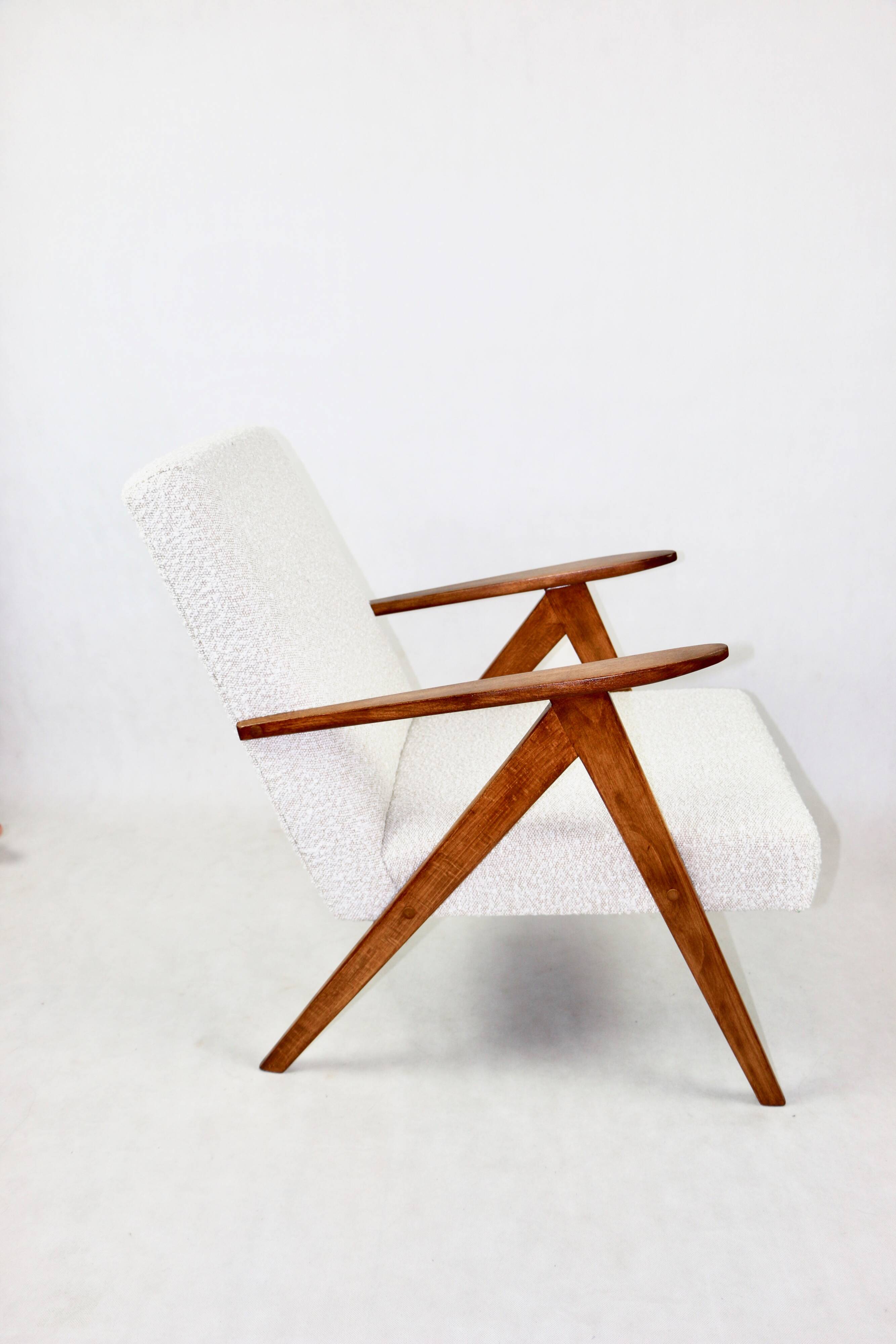 Vintage armchair B-310 VAR white structural boucle 1970s