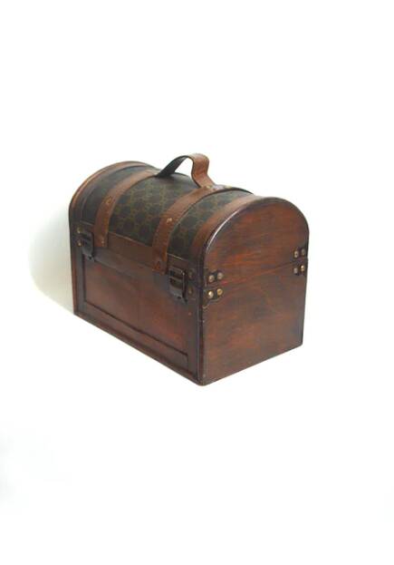 Monogrammed wooden chest