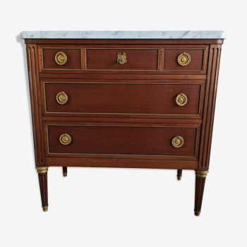 Commode marbre et acajou Louis XVI