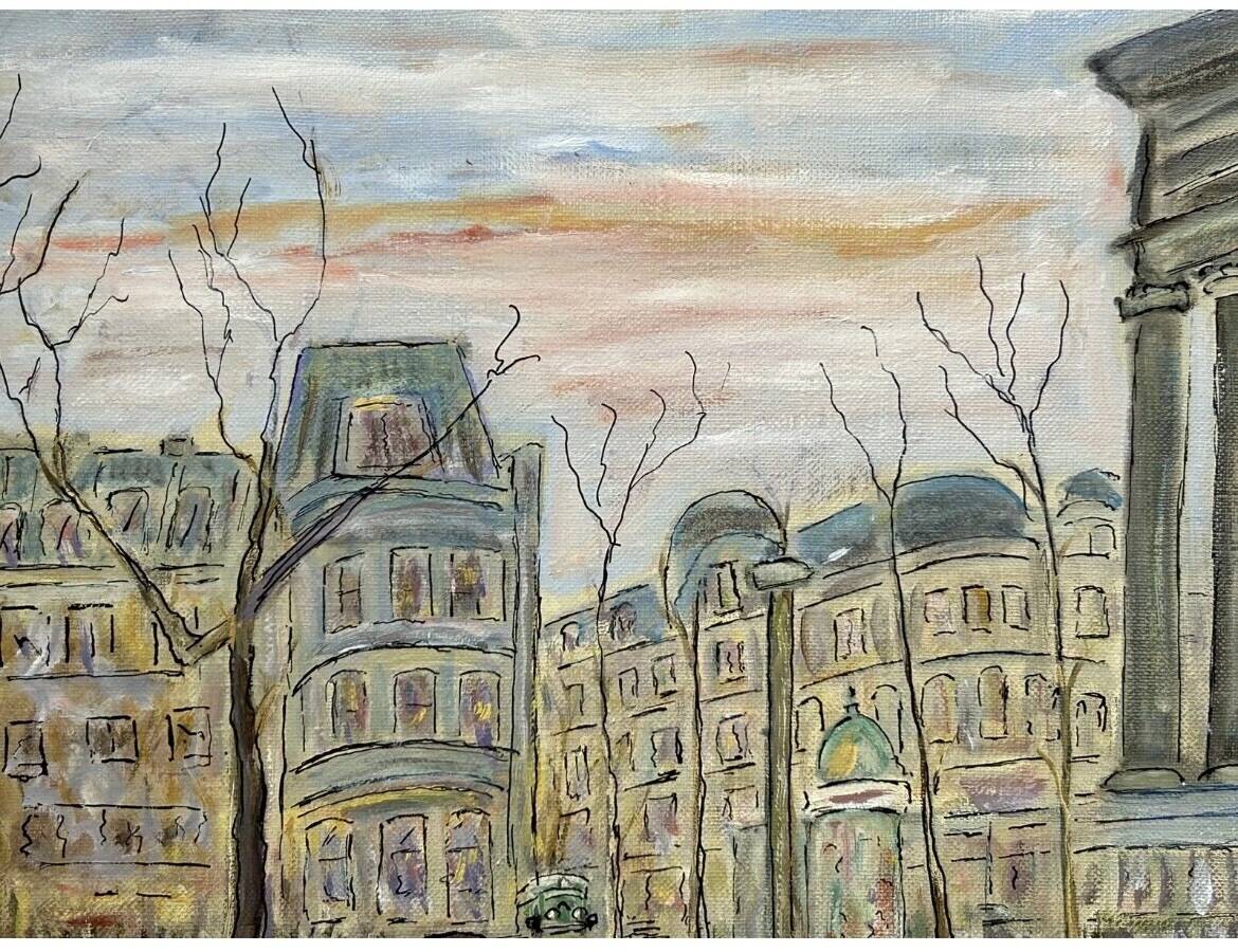 Vintage Mid-Century Caroline Bennett Paris Cityscape Scene Oil Painting