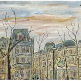 Vintage Mid-Century Caroline Bennett Paris Cityscape Scene Oil Painting