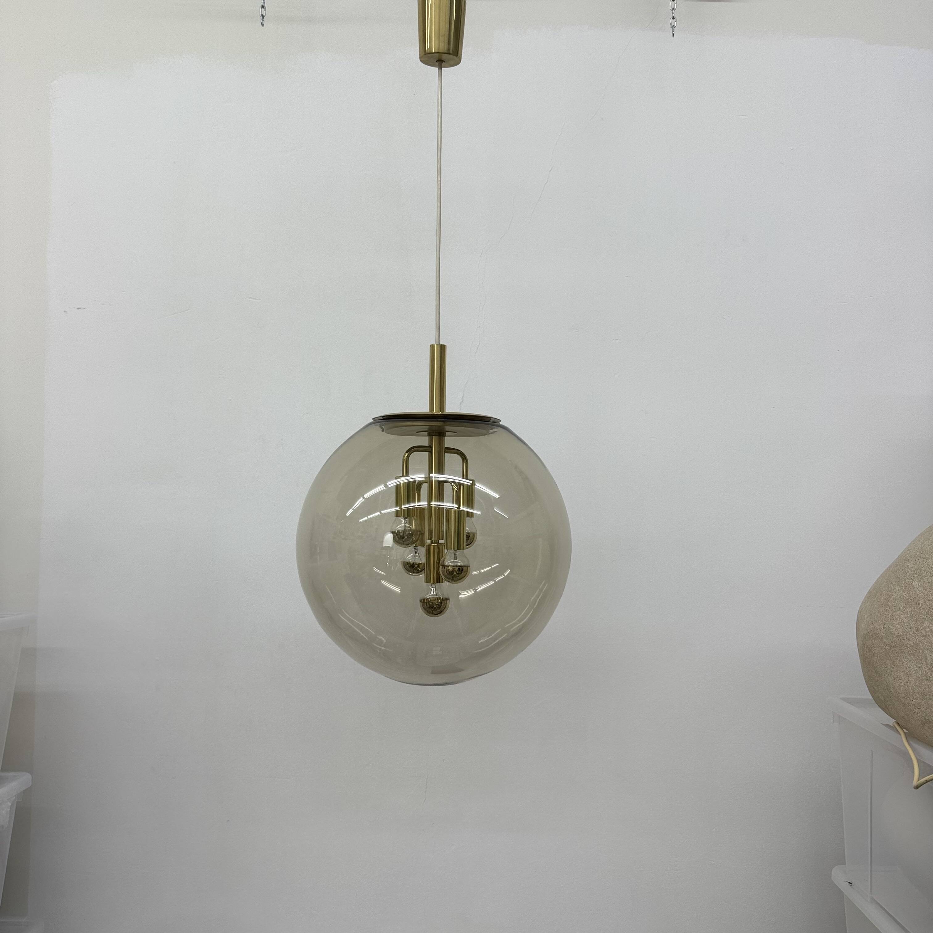 Doria Leuchten globe glass hanging lamp , 1970s