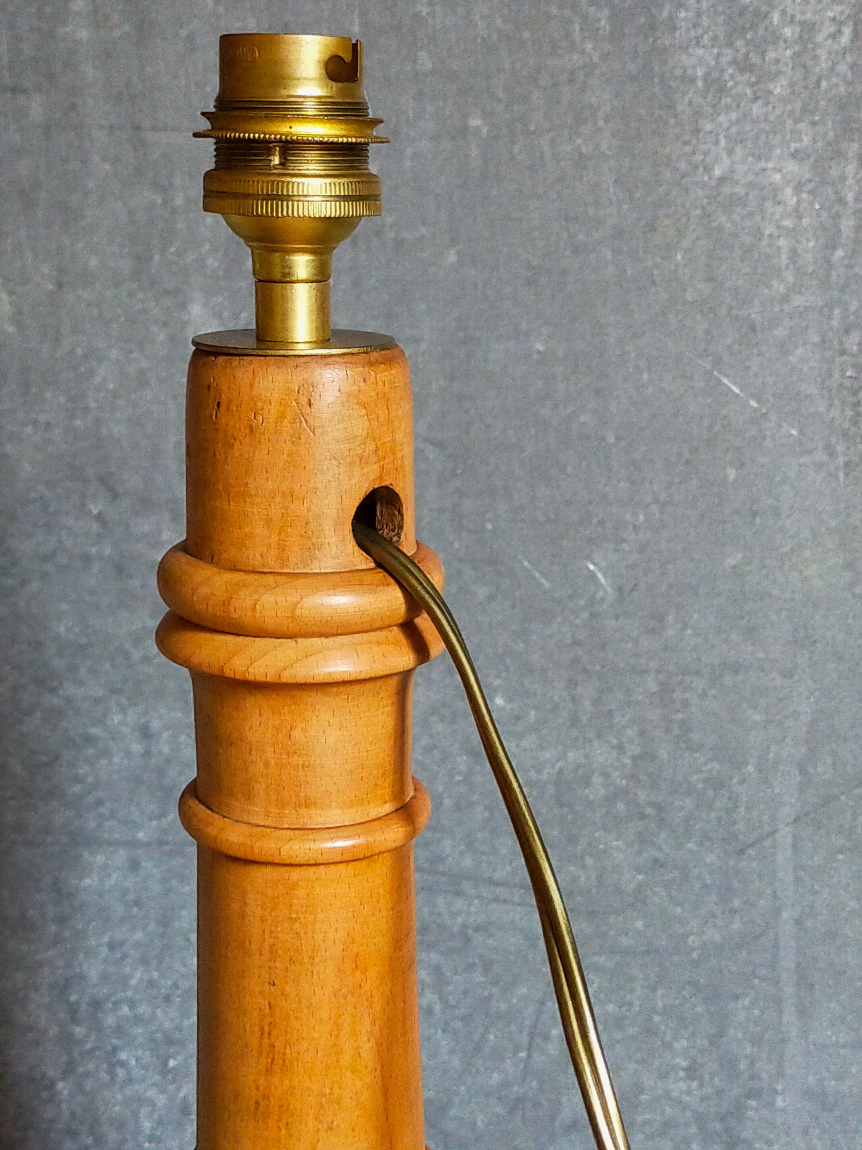 Old solid turned wooden lamp base