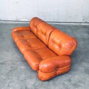 Mid-Century Modern Italian Leather 3 Seat Sofa, 1970s