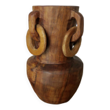 African vase in solid teak