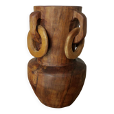 African vase in solid teak