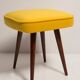 Mustard velvet stool, Mid-Century, Poland, 1960s