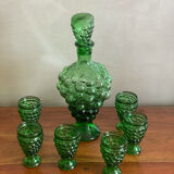 Carafe à liqueur et verres forme grappe raisin