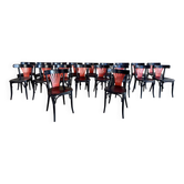 Set of 27 black and red bistro chairs – All wood
