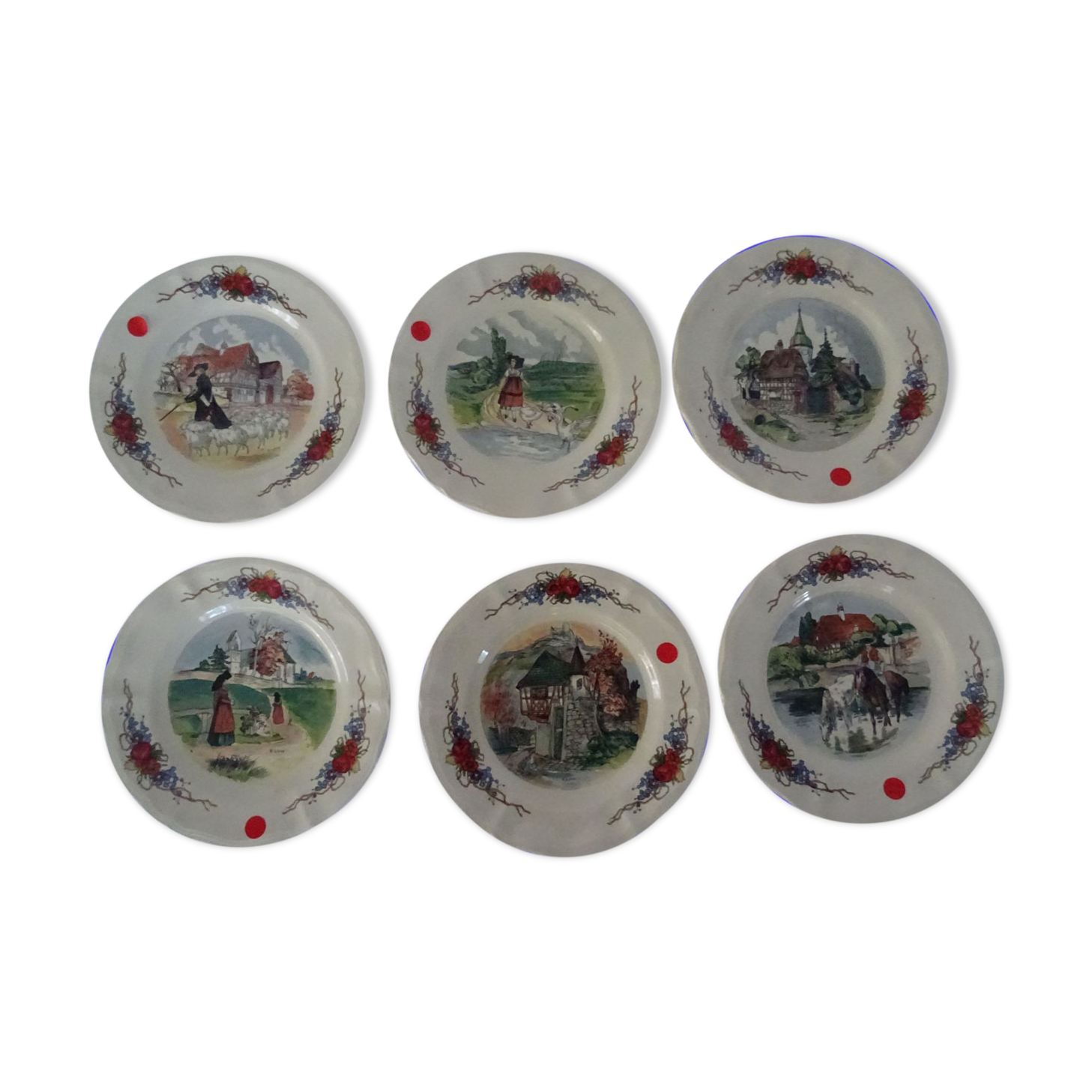 6 dessert plates LOUX Obernai 557112 sarreguemines