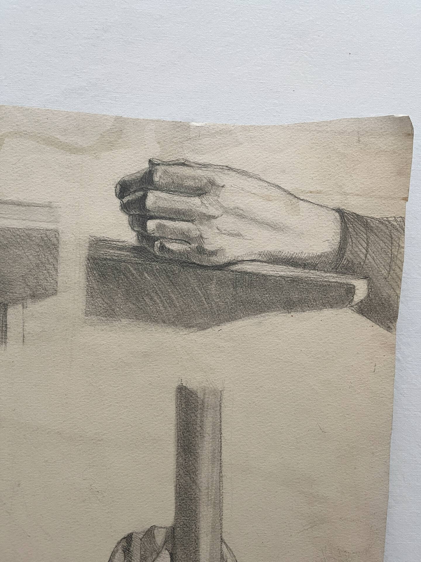 Dessin académique ancien, étude de mains Deleiderrier 1902