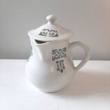 Vintage cream pot with Art Deco pattern and its lid.