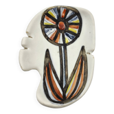 Roger Capron ceramic empty pocket with flower decoration French Vallauris French Riviera 1950