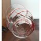 Vase vintage en verre soufflé de style Murano avec tourbillons rouges