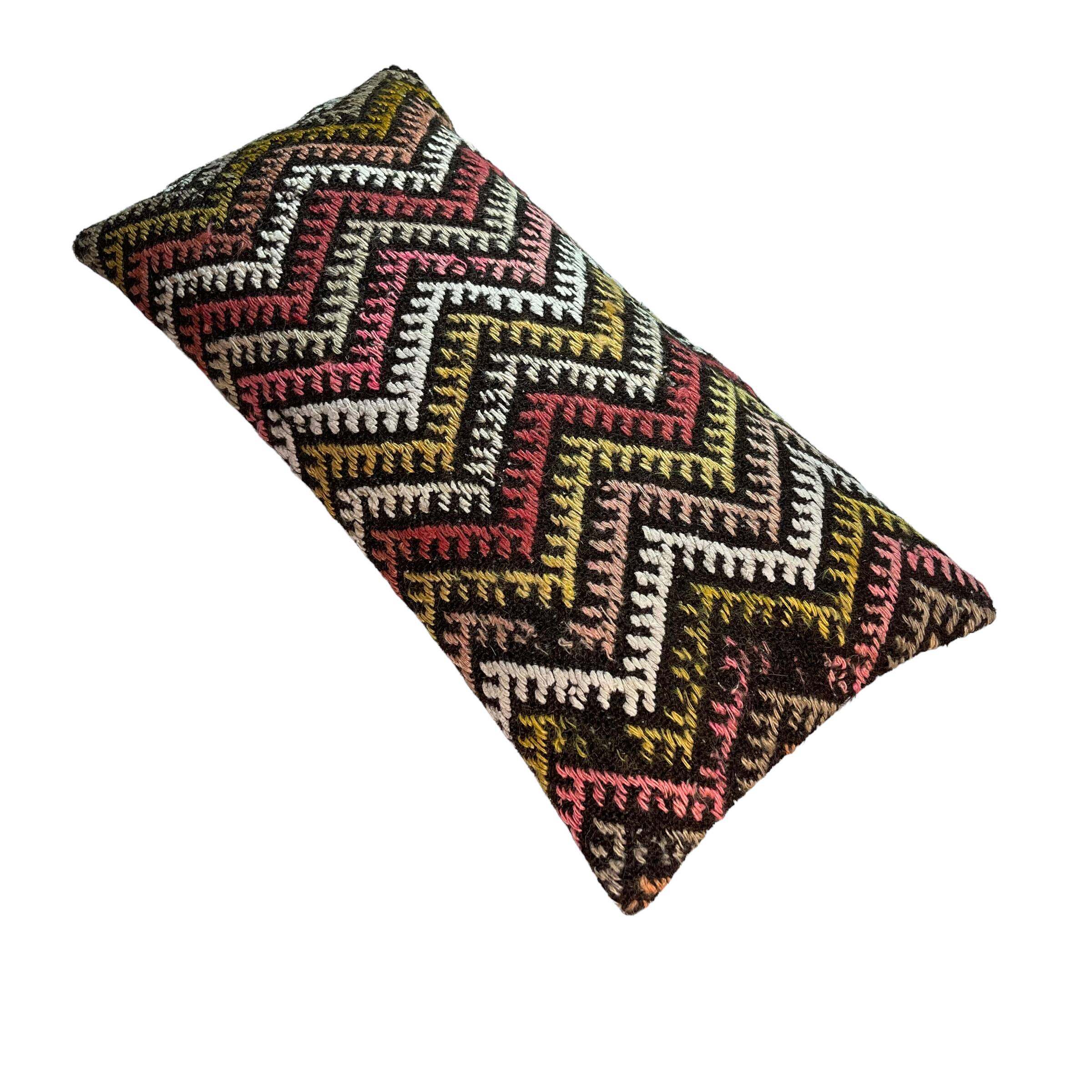 Vintage turkish kilim cushion cover , 30 x 60 cm