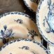 6 deep plates Gien in blue ironstone, "Cactus" service.