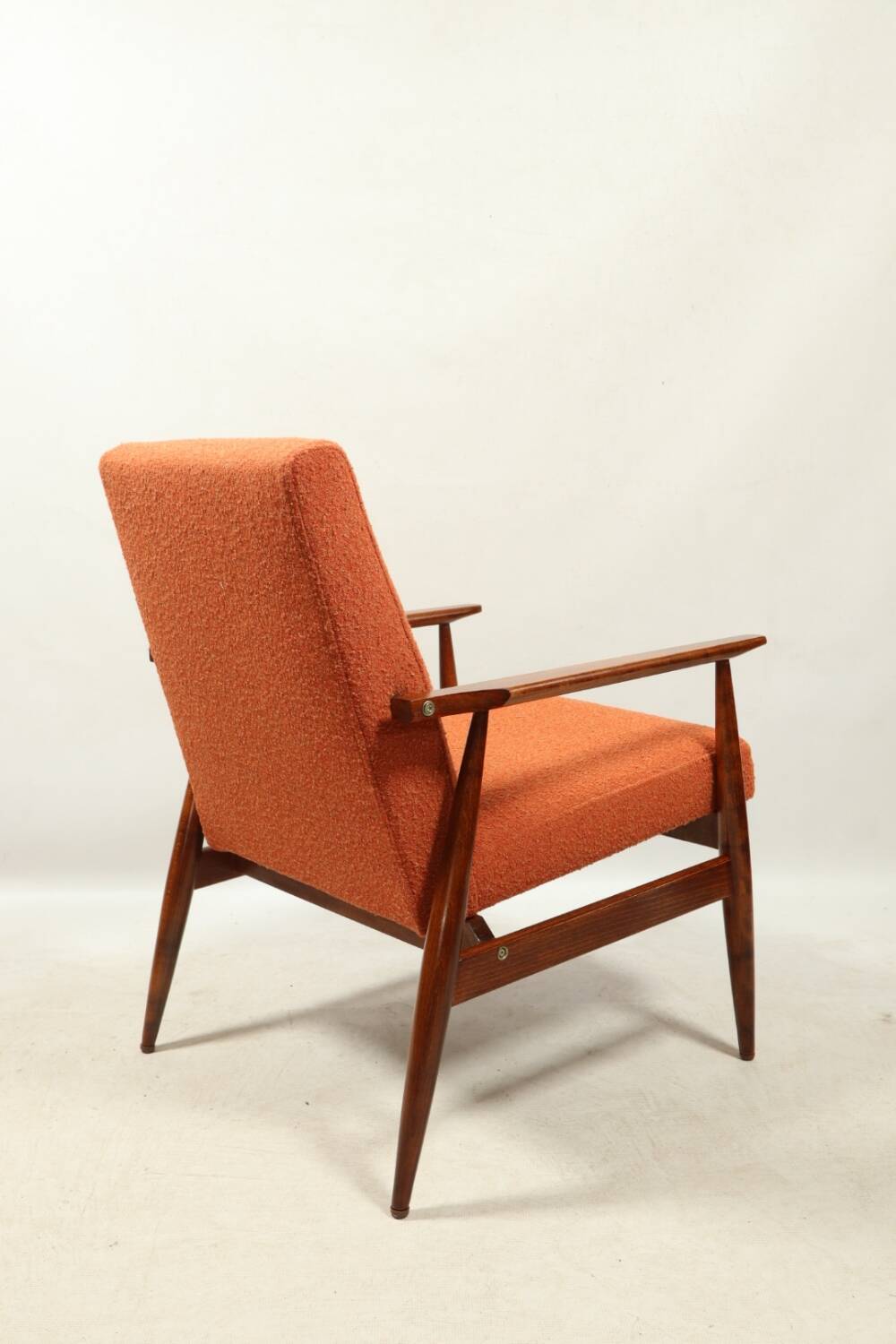 Scandinavian armchair bouclé orange design by H.Lis