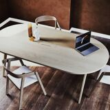 Professional chairs in beech and coated white textile