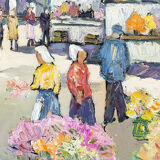 ‘Market day’ by Robert Sydney Rendle Wood (British, 1895 - 1987)