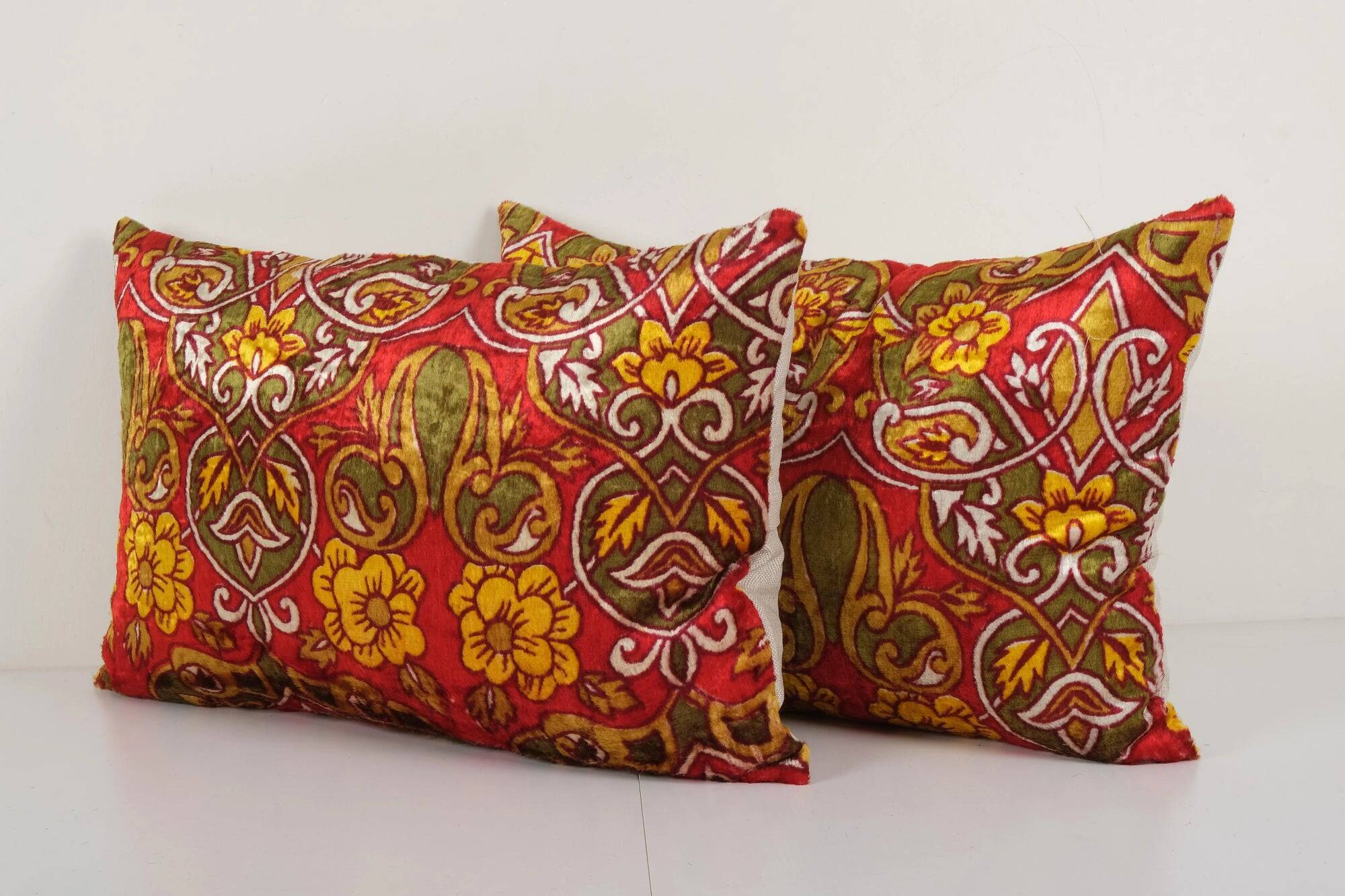Set of 2 vintage velvet cushion covers 36x56 cm